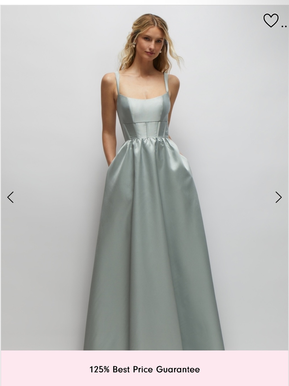 Satin A-Line Evening Dress in Pale Silver-Green